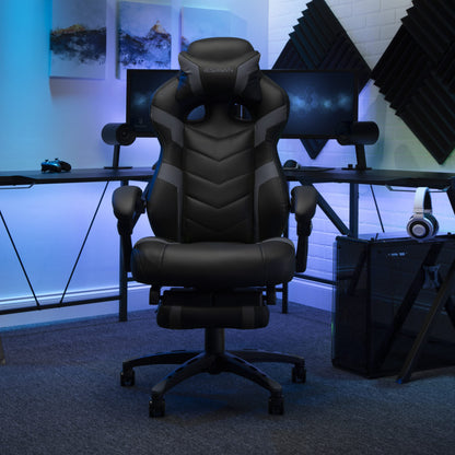 RESPAWN 110 Pro Gaming Chair - Gaming Chair with Footrest, Reclining Gaming Chair, Video Gaming Computer Desk Chair, Adjustable Desk Chair, Gaming Chairs For Adults With Headrest Pillow - Grey