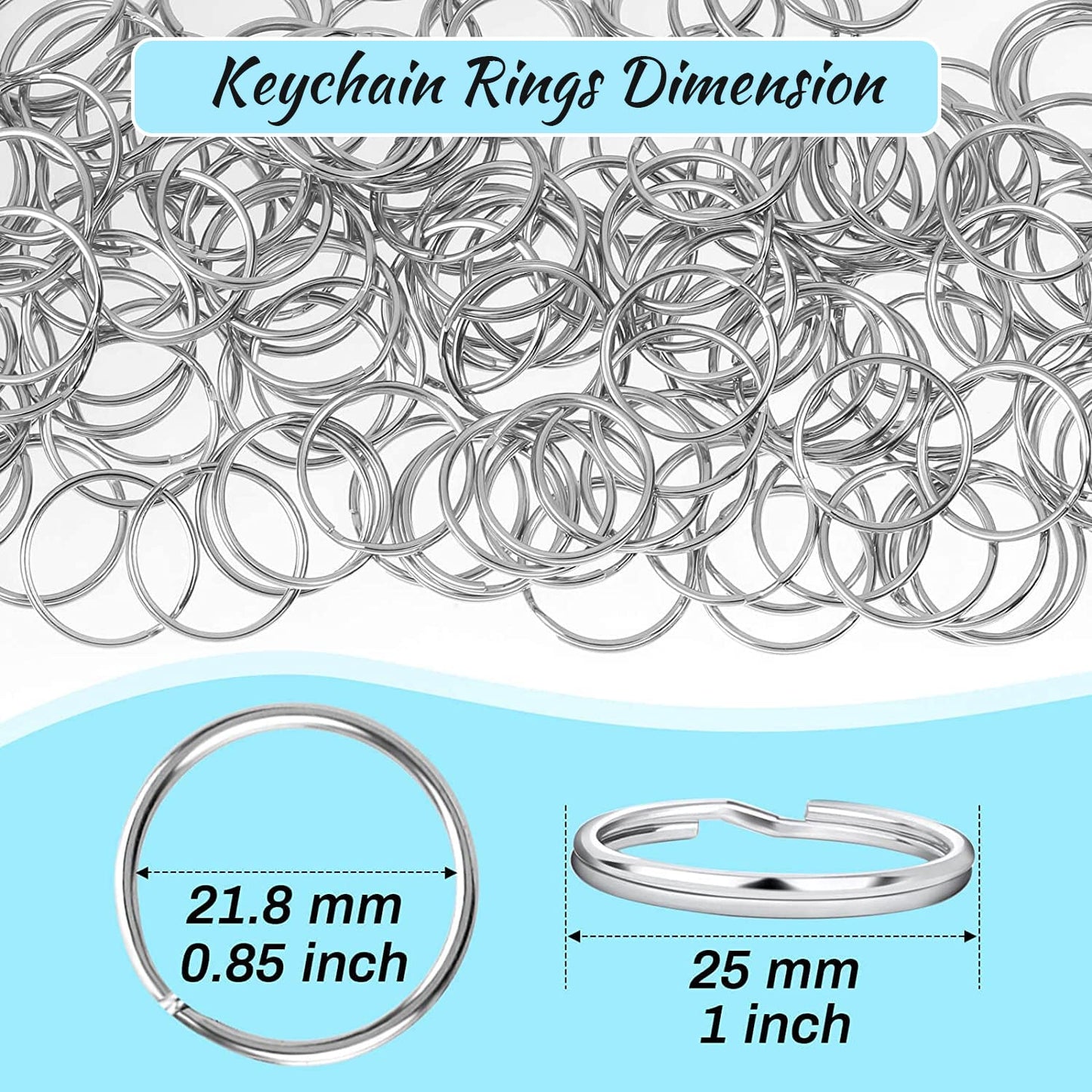 Paxcoo 100 Pack Keyrings, Split Key Rings Bulk for Keychain and Crafts (1 Inch)