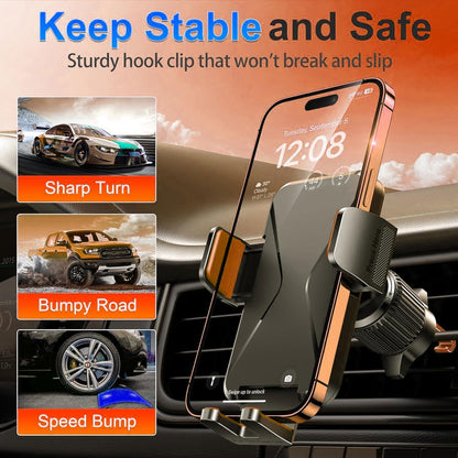 Qifutan Cell Phone Holder [Never Fall Upgrade Clip] Phone Holder Car Automobile Air Vent Hands Free for Car Fit Car Phone Holder Mount for All for iPhone Android Smartphone