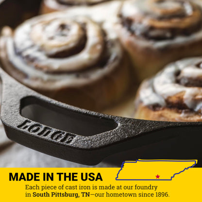 Lodge 10.25 Inch Cast Iron Skillet – Pre-Seasoned Frying Pan with Teardrop Handle – Oven, Stovetop, Grill & Campfire Use – Made in USA – Durable, Non-Toxic, Even-Heating Cookware – Black