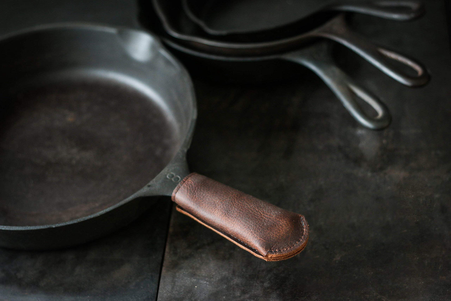 Leather Cast Iron Pan Handle Cover - Made In USA (Standard 4.5")