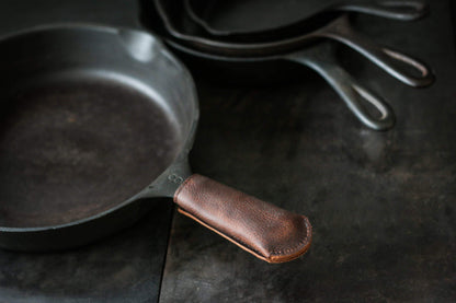 Leather Cast Iron Pan Handle Cover - Made In USA (Standard 4.5")