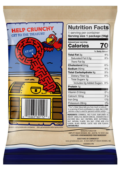 Pirate's Booty Aged White Cheddar Cheese Puffs, Gluten-Free, Kids Snacks, 0.5oz (24ct)