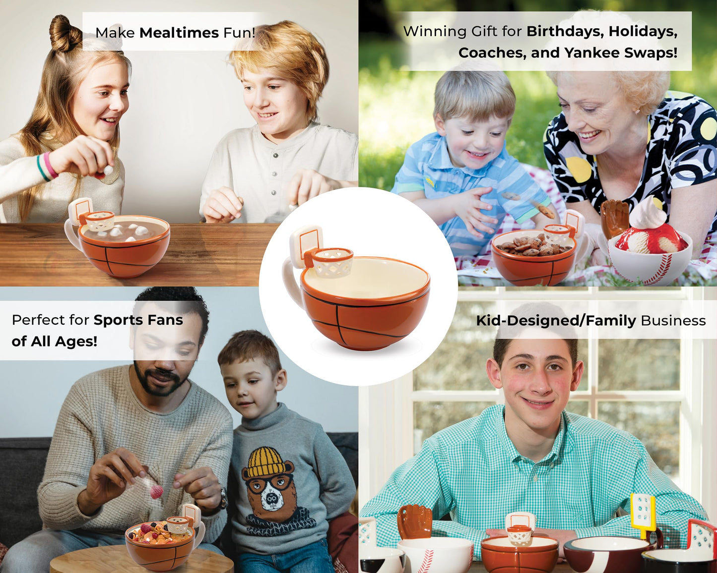 MAX'IS Creations The Mug with a Hoop Basketball Mug Funny Ceramic Coffee Mugs Cereal Bowl Sports Coach Kids Basketball Gifts for Boys 8-12 12-14 Girls Stuff Accessories Mini-Hoop for Kids, 16oz