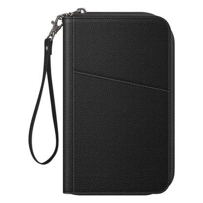 FINTIE Family Passport Holder Wallet, RFID Blocking Travel Document Organizer Clutch Bag Credit Cards Case Cover for Women Men, Black