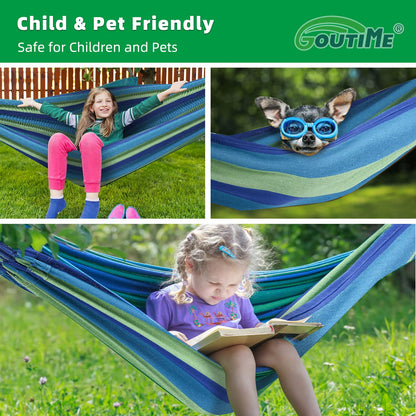 Goutime Kids Hammock with Stand,Childs Hammocks Frame Holder Base with Portable Carrying Bag for Indoor,Outdoor,Patio,Deck,Yard,Beach (Blue)