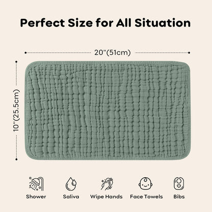 Looxii Muslin Burp Cloths 6 Pack - 20" x 10" - Ultra Soft & Absorbent, 6-Layer 100% Cotton for Spit Up & Drool- Gentle Baby Burping Cloth, Newborn Boys Girls Essentials, Dark Green