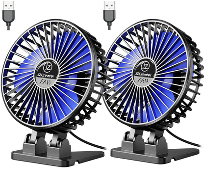 JZCreater USB Desk Fan, Mini Fan Portable, 3 Speeds Desktop Table Cooling Fans, Plug in Power, Rotation Strong Wind, Quiet Personal Small Fan for Home Desktop Office Travel Bedroom, Black (2Pack)