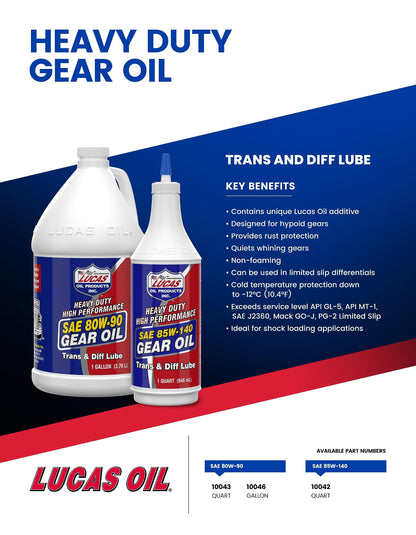 Lucas Oil 10043 SAE 80W-90 Heavy Duty Gear Oil - 1 Quart