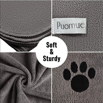 Puomue Microfiber Dog Towels for Drying Dogs, Super Absorbent and Soft Pet Grooming Towel, 40 Inch X 23.6 Inch, Perfect Dog Shower & Bath Supplies for Large, Medium or Small Dogs, Grey