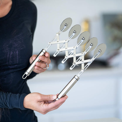Oleex ‘All-Dough’ Pastry Cutter Set. 5 Wheel Dough Cutter and Dual Fluted Ravioli Cutter Wheel/Pizza Cutter Wheel! Versatile Brownie Cutter, Pasta Maker, Noodle Cutter, Stainless Steel Pizza Slicer