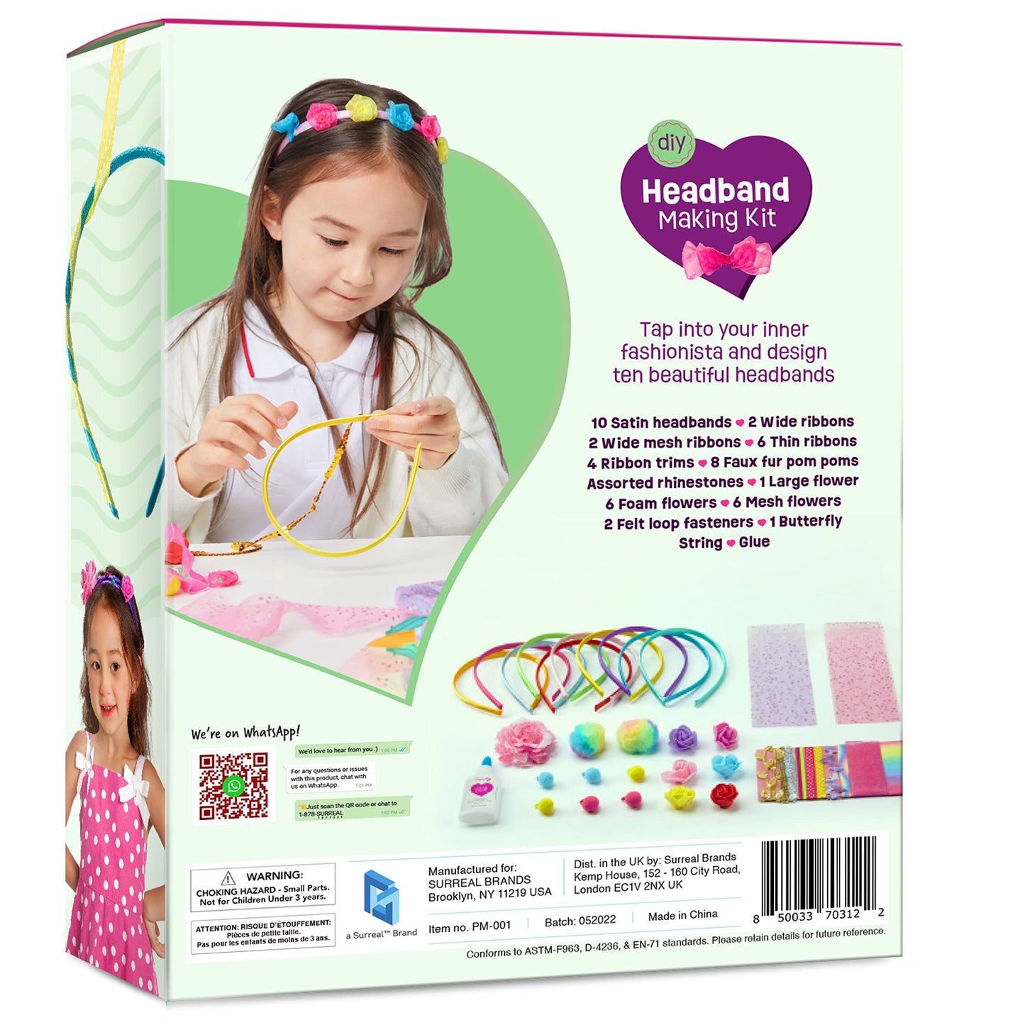 Pretty Me Headband Making Kit for Girls - Arts & Crafts Gift - Make Your Own Fashion Headbands for Kids - DIY Hair Accessories Set - Gift for Ages 5-12 Year Old Girl - Little Kids Art & Craft Gifts