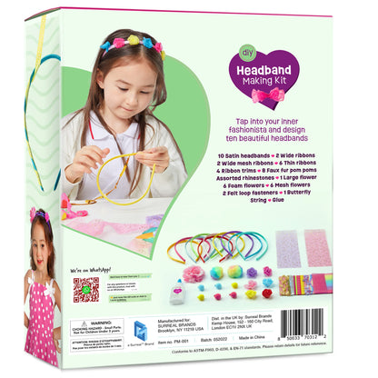 Pretty Me Headband Making Kit for Girls - Arts & Crafts Gift - Make Your Own Fashion Headbands for Kids - DIY Hair Accessories Set - Gift for Ages 5-12 Year Old Girl - Little Kids Art & Craft Gifts