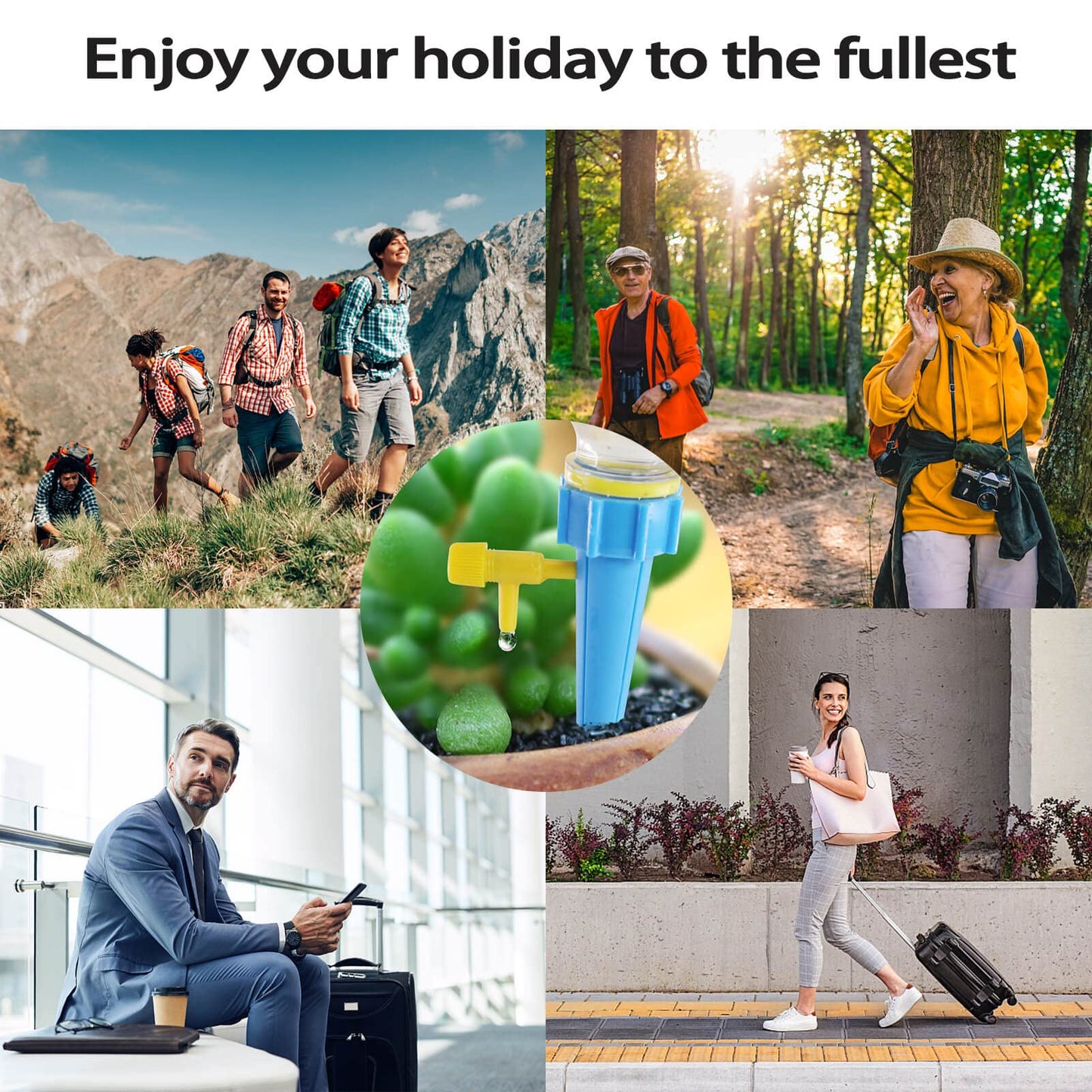 16PCS Plant Self Watering Insert Spikes Device, Automatic Water Control System with Slow Release Valve, Adjustable Water Volume Drip Irrigation Control System for Plants, Enjoy Your Vacation