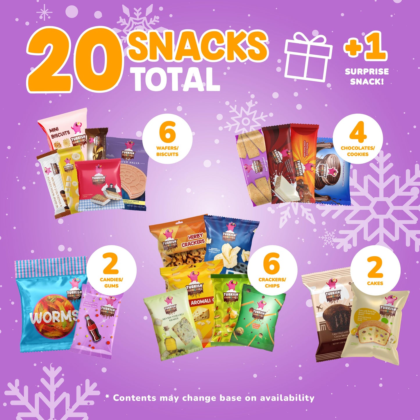 Maxi International Snack Box | Premium Exotic Foreign Snacks | Unique Snack Food Gifts Included | Try Extraordinary Turkish Snacks | Candies from Around the World | 21 Full-Size Snacks