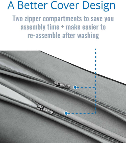 PetFusion BetterLounge Orthopedic Dog Bed | Solid CertiPUR-US Memory Foam, Waterproof liner | Medium / Large & XL | Removable Micro-Suede Cover Available Separately, 1 YR Warr,Grey