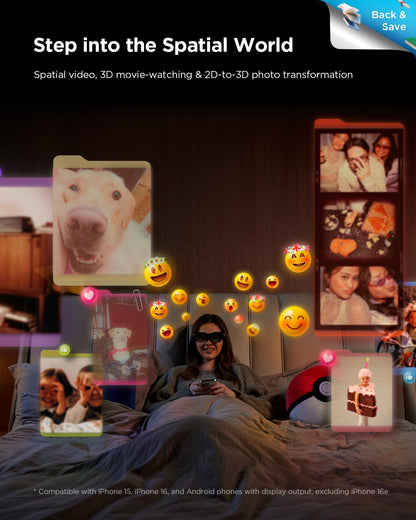 RayNeo Air 3s AR/XR Glasses, 201" 120Hz FHD HueView Display, Portable AR Video Eyewear Gaming Glasses for iPhone 16/15, Android, Mac, Switch, PS5, Steam Deck - Next-Gen Wearable Theater