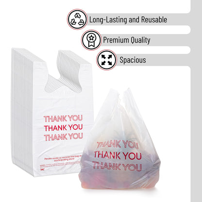 Mr. Pen - Thank You T-Shirt Bags, 11.6" x 6.5" x 21", 100 Pack, Plastic Bags with Handles