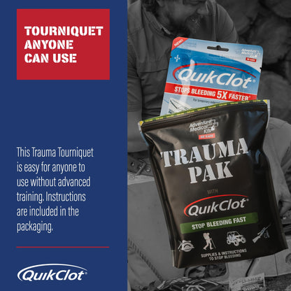 Adventure Medical Kit Trauma Pak First Aid Kit with QuikClot - First Aid Kit for Emergency Supplies, Camping Essentials & More - Compact Trauma Kit with Gloves, Alcohol Swabs, Bandages & More