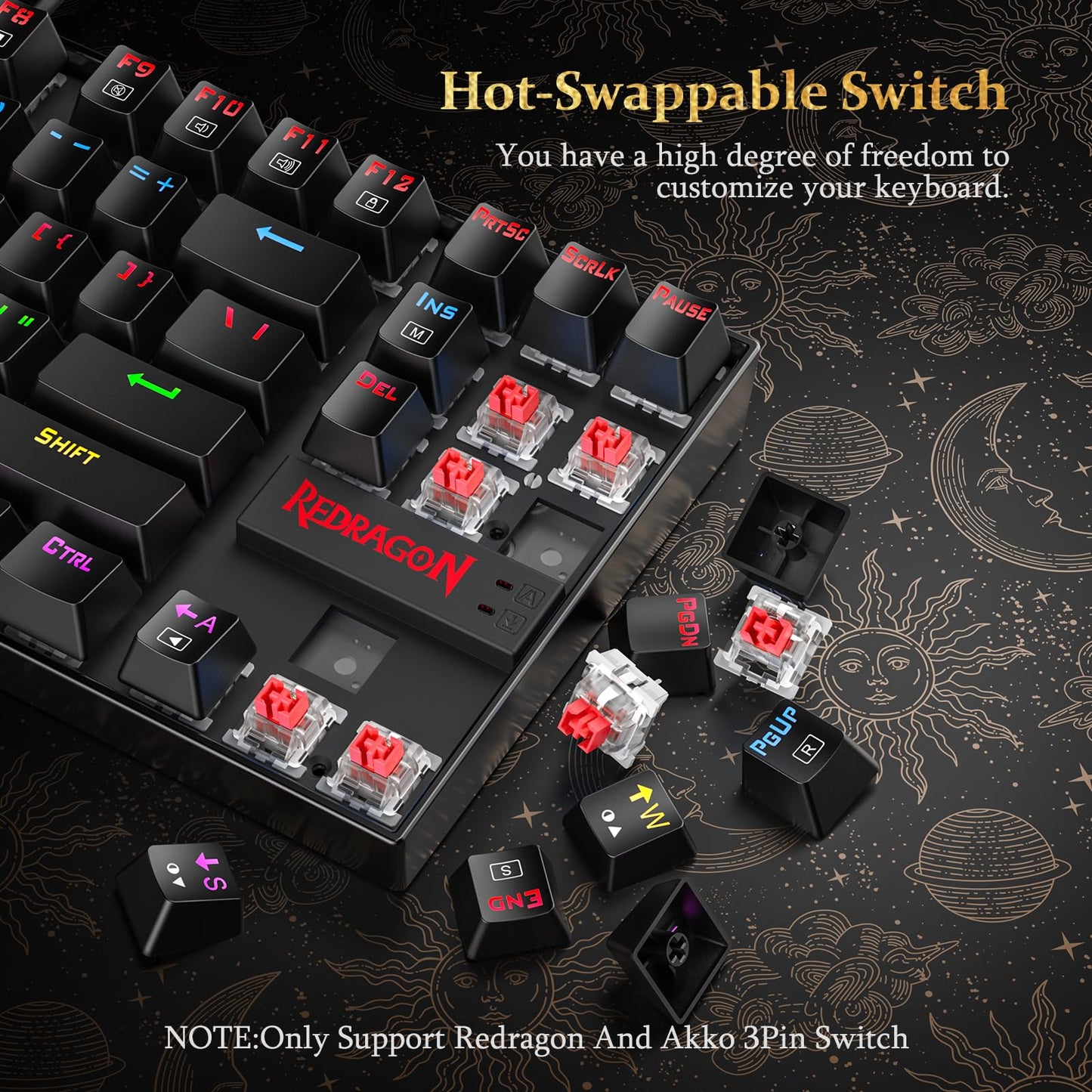 Redragon K552 Mechanical Gaming Keyboard, 87-Key Compact, LED Gaming Keyboard with Red Switches, Anti-Ghosting, Metal Frame for PC Gaming & Typing, Beginner-Friendly (Black)