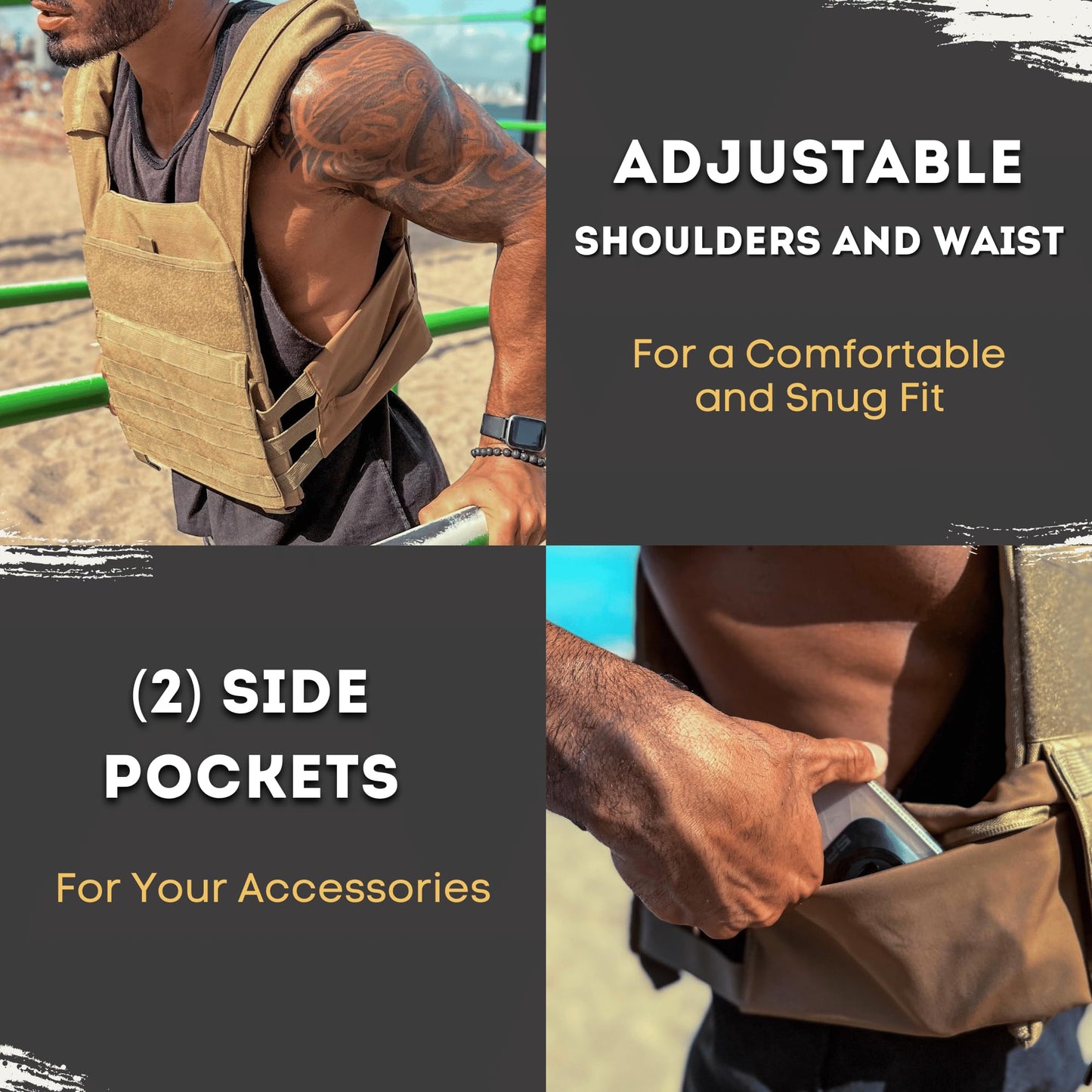 Polyfit (Fortify) Weighted Vest for Strength and Endurance Training, Fitness Workouts, Running, WODs - GREEN