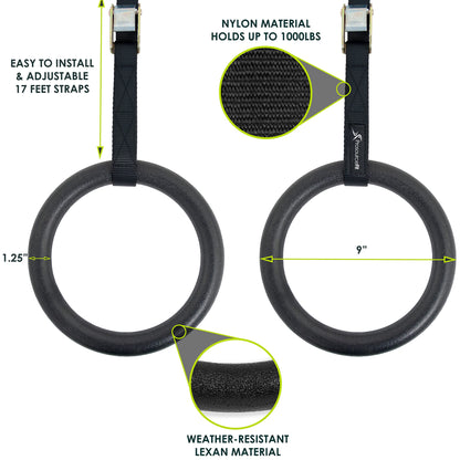 ProsourceFit Fitness Gymnastics Rings with Straps for Total Body Conditioning at Home