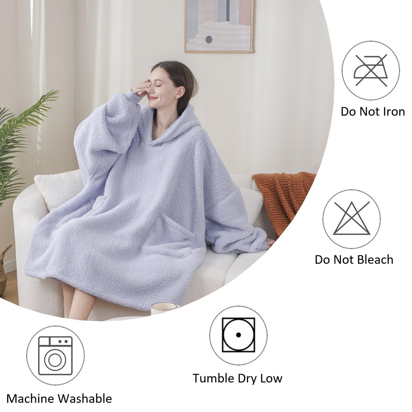 FarryFazzy Sherpa Wearable Blanket Hoodie Gifts for Women, Cozy Warm Oversized Hoodie Sweatshirt Blanket with Pockets for Adults, One Size Fits All(Purple)