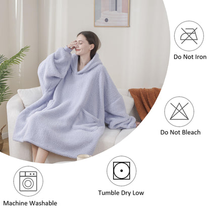 FarryFazzy Sherpa Wearable Blanket Hoodie Gifts for Women, Cozy Warm Oversized Hoodie Sweatshirt Blanket with Pockets for Adults, One Size Fits All(Purple)