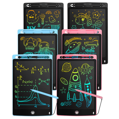 6 Pack LCD Writing Tablet, 8.5 Inch Writing Tablet for Kids, Colorful Screen Doodle Board Drawing Tablet, Digital Drawing Pad, Learning Educational Toys for Girls Boys, Pink*2+Blue*2+Black*2