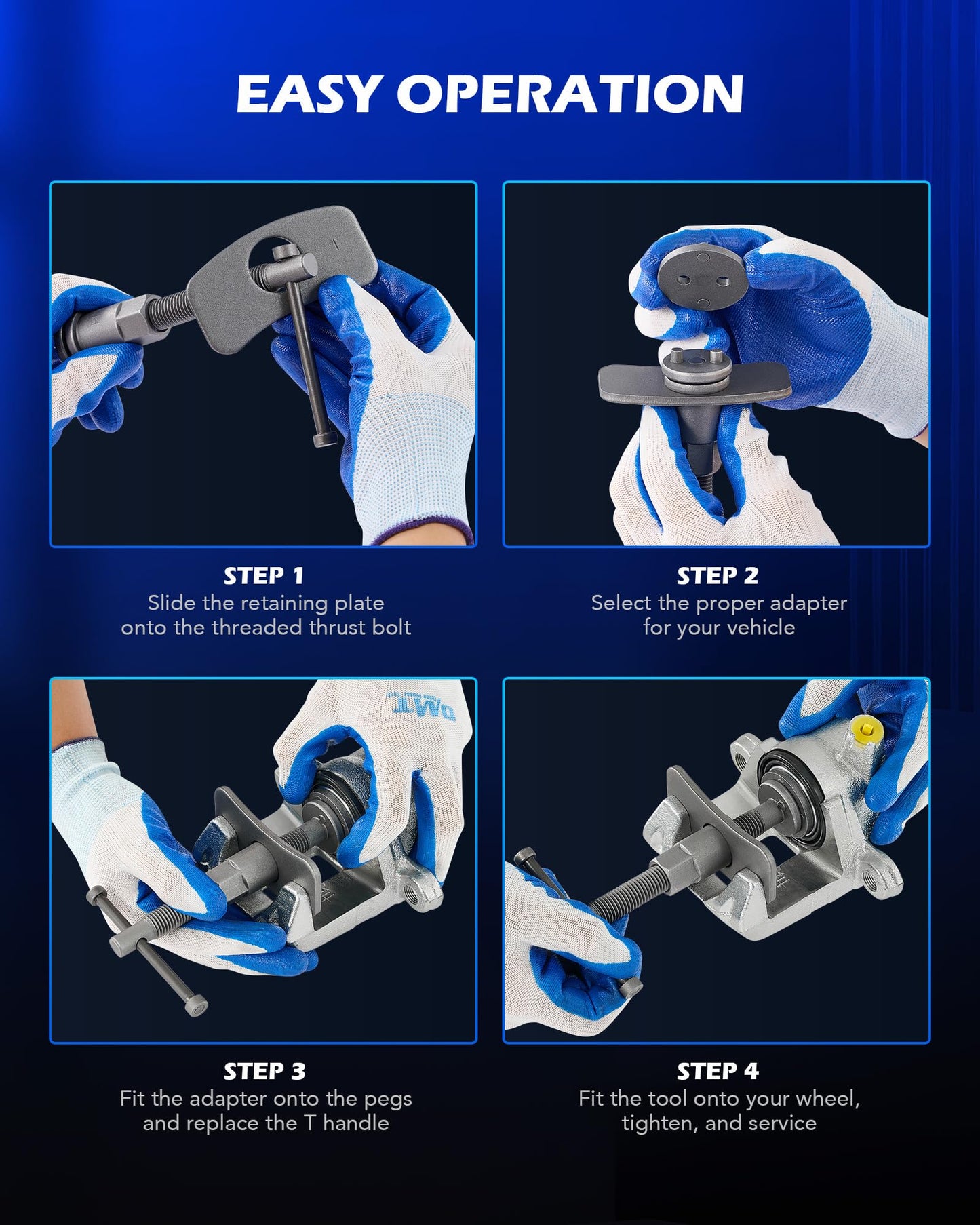 Orion Motor Tech 24pc Brake Caliper Compression Tool Set, Heavy Duty Brake Piston Compressor Tool and Wind Back Tool Kit for Brake Pad Replacement, Universal Disc Brake Caliper Tool Set with Blue Case
