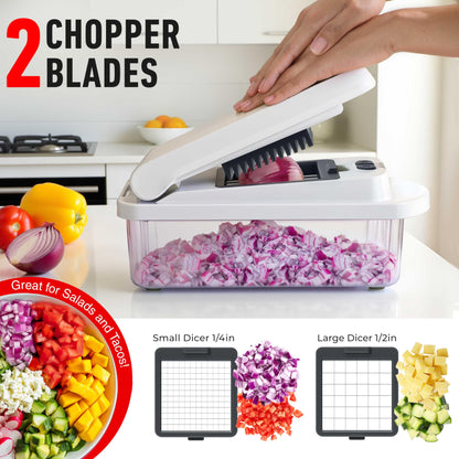 Mueller Pro-Series 10-in-1, 8 Blade Vegetable Chopper, Mandoline Slicer, Food Chopper with Container, Fruit Slicer, Kitchen Gadgets & Accessories, Home Essentials