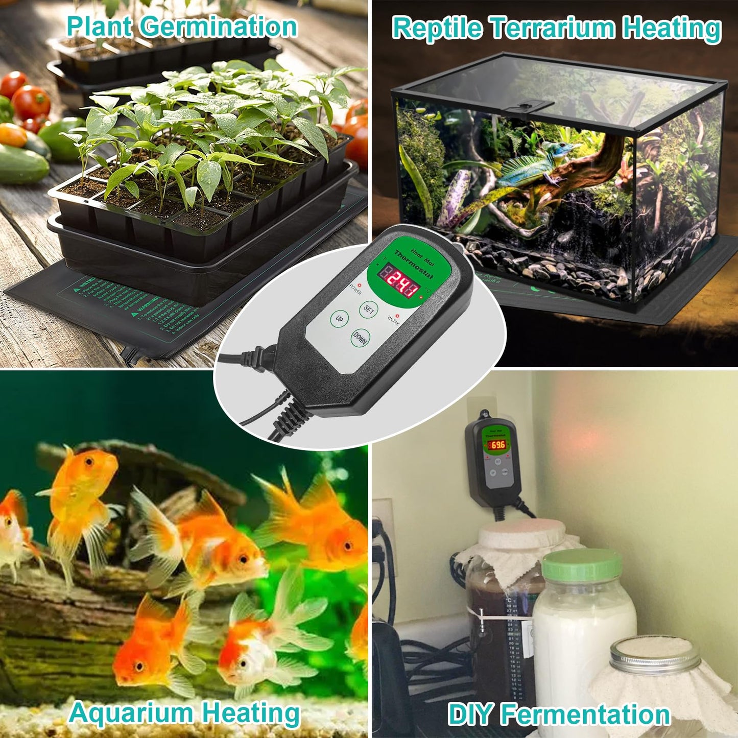 HYDGOOHO Seedling Heat Mat 8 Pack, 10" x 20.75" MET-Certified Warm Hydroponic Heating Pad, Waterproof Warm Hydroponic Plant Heating Mat for Germination, Greenhouse Grow Seed Starter