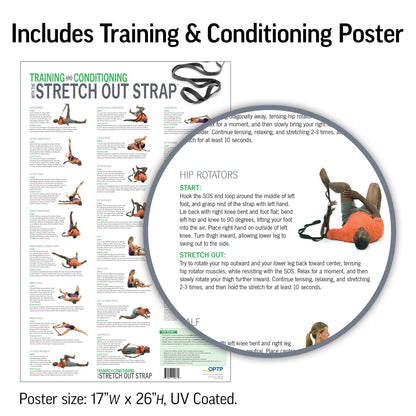 OPTP The Original Stretch Out Strap with Exercise Poster, USA Made Top Choice Stretch Out Straps for Physical Therapy, Yoga Stretching Strap or Knee Therapy (XL)
