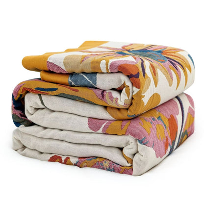 MSGKV Boho Throw Blanket 60''x80'',100% Cotton Blankets for Couch Bed,Cotton Quilt Travel Muslin Blankets Farmhouse Home Decor Soft Lightweight Picnic Blanket