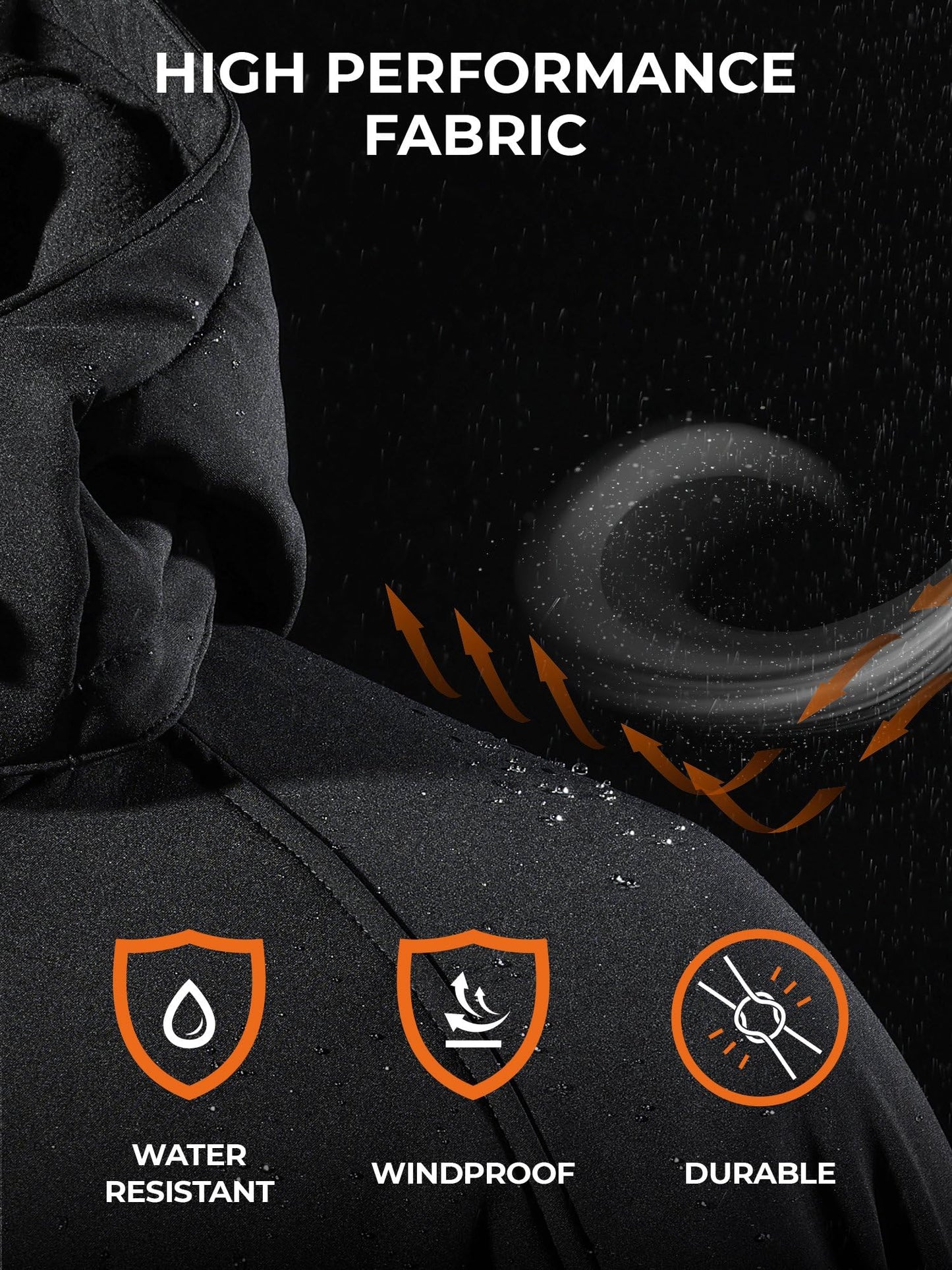 ORORO Men's 4 Heat-Zone Heated Jacket with Battery, Soft Shell Heated Jacket with Detachable Hood (Black/Blue, XL) (Charger Not Included)