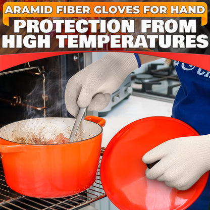 Heat-Resistant Cooking Gloves for Indoor and Outdoor Use - Gloves for Cooking, Baking, Pot-Holding, Smoker Grill Handling, and So On – Kitchen Gloves with 896 Degree Resistance, White, 10215