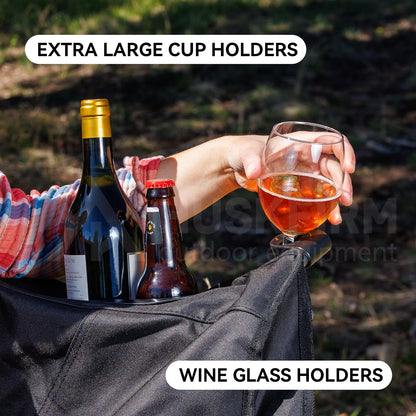 Huskfirm 2 Person Camping Chair Oversized Loveseat Camping Chair Double Camping Chairs for Adults Heavy Duty Camping Couch Black Outdoor Folding Chair Portable Patio Lawn Chair