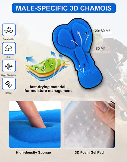 Men's Mountain Bike Shorts 3D Padded Loose-fit Biking Riding Cycling Bicycle Biker Cycle Padding Shorts for Men Zipper Pockets(Camo Black,L)