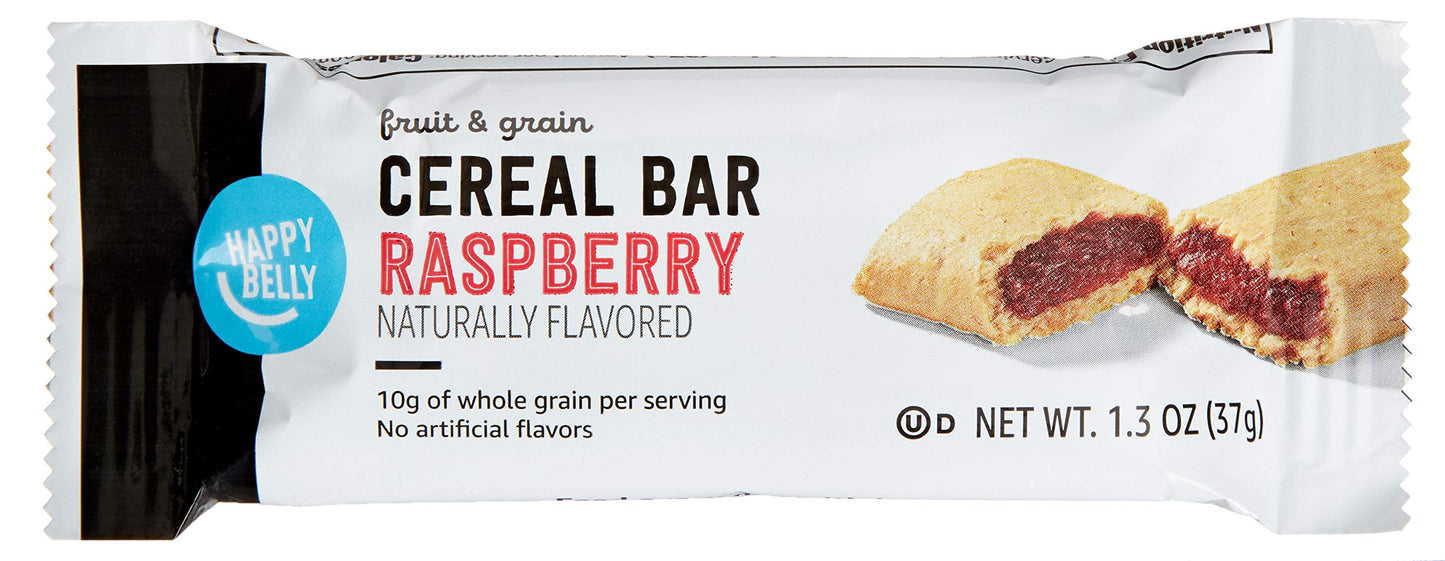 Amazon Grocery, Fruit & Grain Cereal Bars, Raspberry, 1.3 Oz, 8 Ct (Previously Happy Belly, Packaging May Vary)