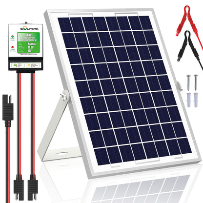 SOLPERK 10W Solar Panel，12V Solar Panel Charger Kit+8A Controller，Suitable for Automotive, Motorcycle, Boat, ATV, Marine, RV, Trailer, Powersports, Snowmobile etc. Various 12V Batteries. (10W Solar)