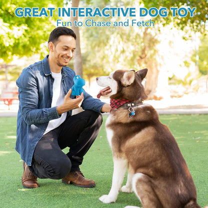 petizer Indestructible Squeaky Dog Toy for Aggressive Chewers - Durable, Natural Latex Toy for Small, Medium, Large Dogs - Blue Hippo