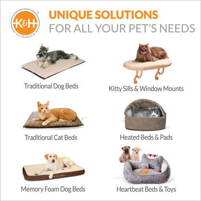K&H Pet Products Heated Extreme Weather Outdoor Kitty Pad Petite, Waterproof Heated Cat Mat, Pet Warmer for Outside Feral Cat Houses, Indoor Outdoor Warming Pet Mat - Petite 12 X 9in Tan 25W