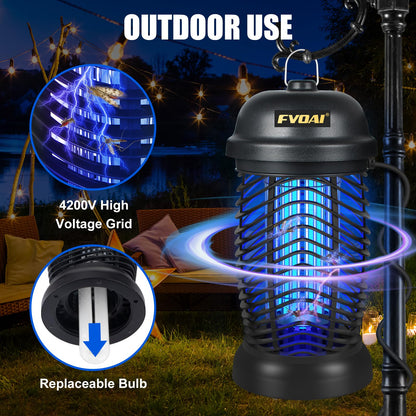 FVOAI Bug Zapper Outdoor, Mosquito Zapper, Fly Zapper, Fly Traps, Mosquito Trap for Outdoor, 3 Prong Plug, ABS Plastic Outer