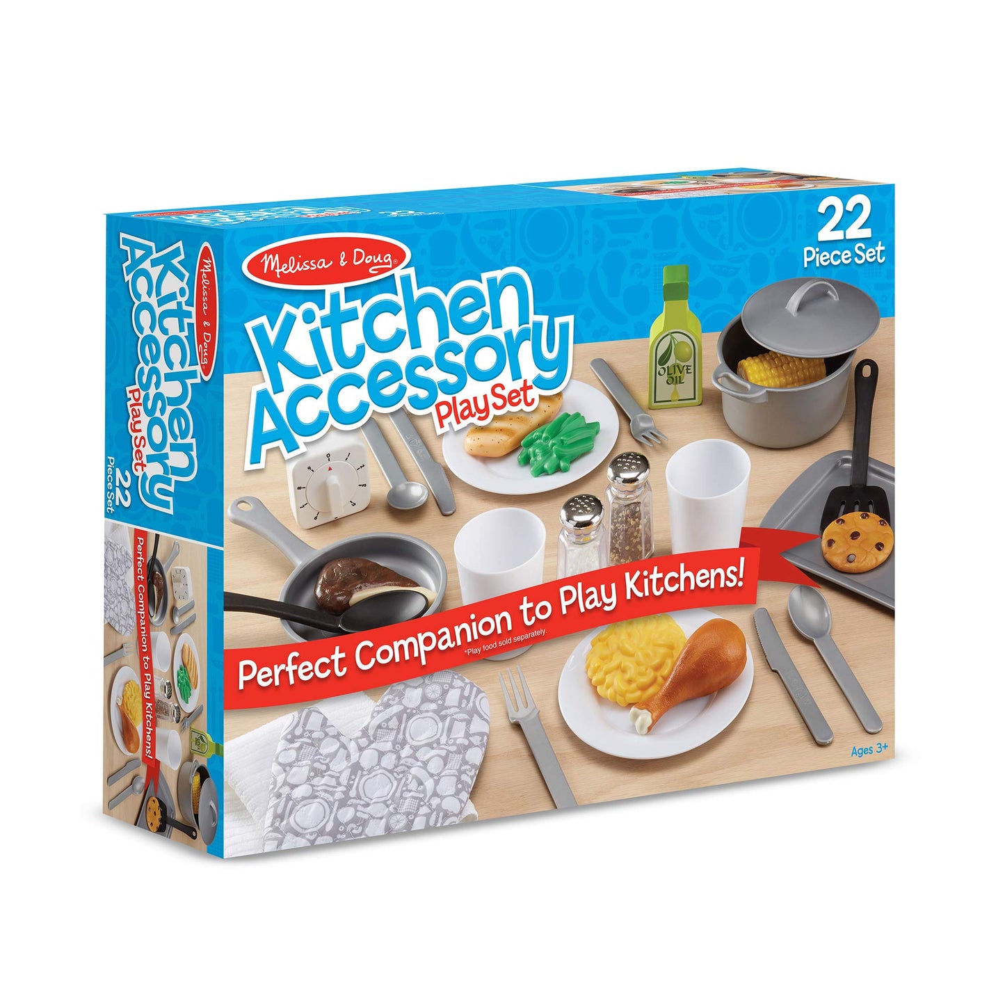 Melissa & Doug 22-Piece Play Kitchen Accessories Set - Utensils, Pot, Pans, and More, White
