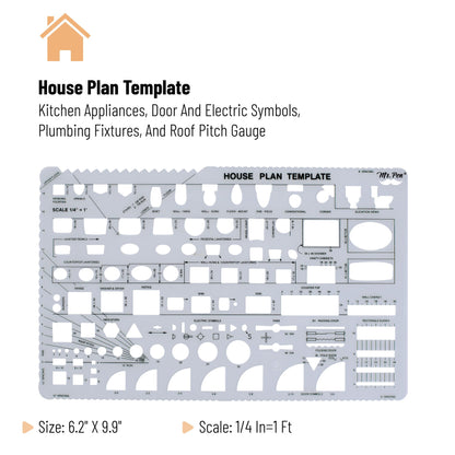 Mr. Pen- House Plan, Interior Design and Furniture Templates, Drafting Tools and Ruler Shapes for Architecture - Set of 3, Back to School Supplies