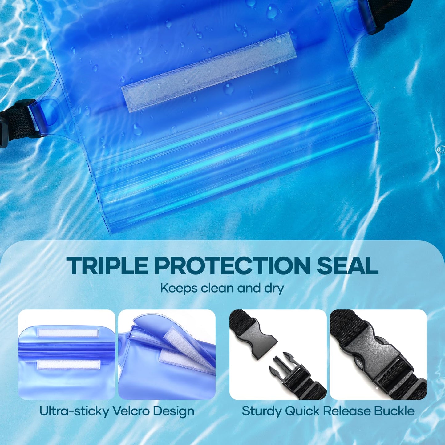 Waterproof Bag Fanny Packs for Women, Cruise Vacation Essentials Waterproof Pouch for Phone Passport Purse, Floating Dry Bags for Beach Water Park Boating Fishing Diving Surfing Kayaking Accessories