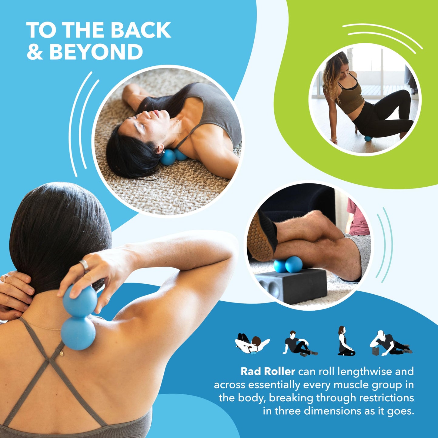 RAD Original Peanut Massage Ball – Medium Density Yoga Deep Tissue Roller Ball – Myofascial Release for Back, Neck, Feet, Psoas & Spine – Suboccipital & Thoracic Trigger Point Therapy