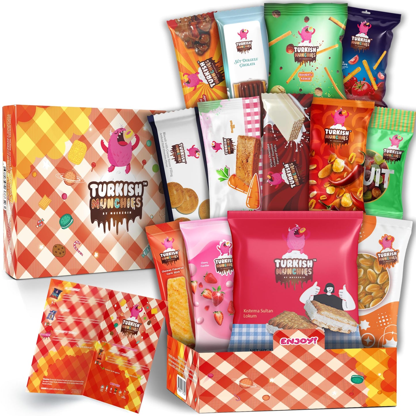 Midi International Snack Box | Premium Exotic Foreign Snacks | Unique Snack Food Gifts Included | Picnic Box Theme | Candies from Around the World | 12 Full-Size + 1 Bonus Snacks