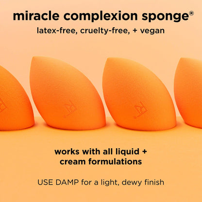 Real Techniques Miracle Complexion Sponge, Beauty Sponge For Makeup Blending & Foundation Application, Full Coverage, Streak-Free Professional Makeup Tool, Cruelty Free, Vegan, Latex Free, 2 Count