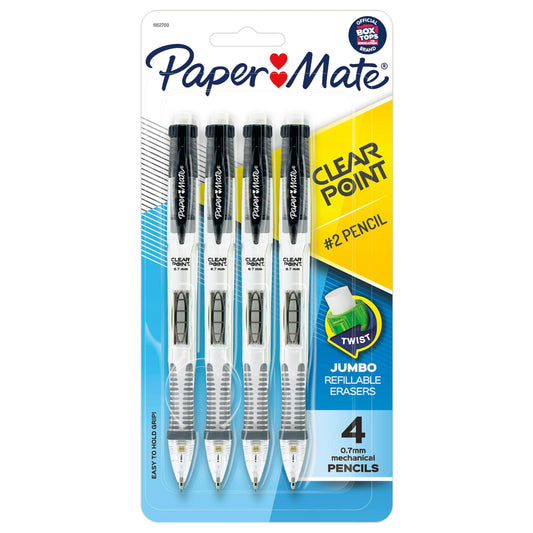 Paper Mate Clearpoint Mechanical Pencils 0.7mm HB #2 Pencil Set Art Supplies Teacher Supplies Sketching Pencils Drafting College School Black Barrels 4 Count